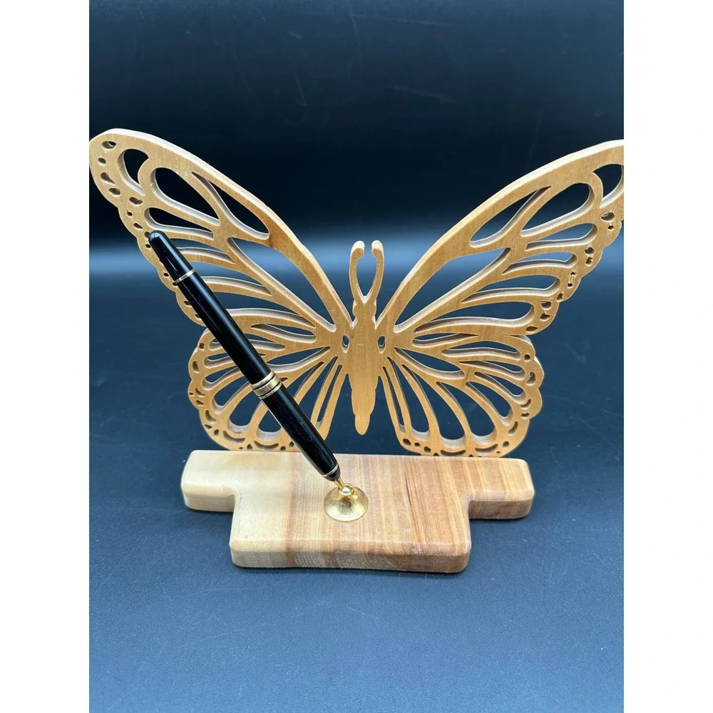 Butterfly Wood Pen‎ Holder North Pole Alaska Handmade Desk Decor Gift